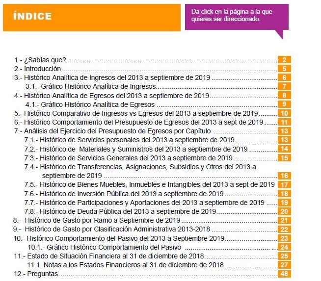 Análisis de los Estados Financieros del Gobierno del Estado de Baja California de los años 2013 al 2018 y ejercido a Septiembre 2019”, (Interactivo).