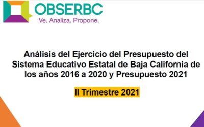 Análisis del Ejercicio del Presupuesto del Sistema Educativo Estatal de Baja California de los años 2016 a 2020 y Presupuesto 2021 al II Trimestre 2021